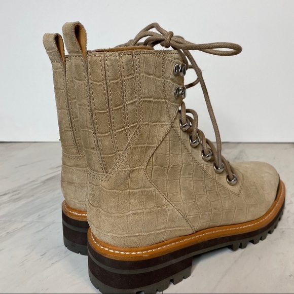 New! Marc Fisher Izzie Natural Tan Suede Lug Sole Boot 8M - Picture 11 of 15
